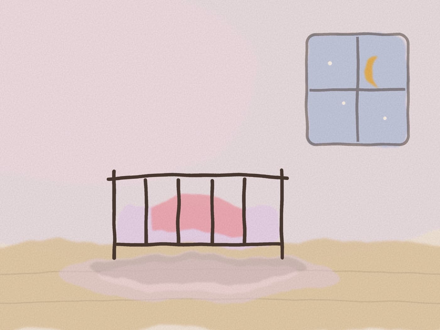 Lit à barreaux avec un drap-housse blanc et une gigoteuse, chambre épurée et lumineuse