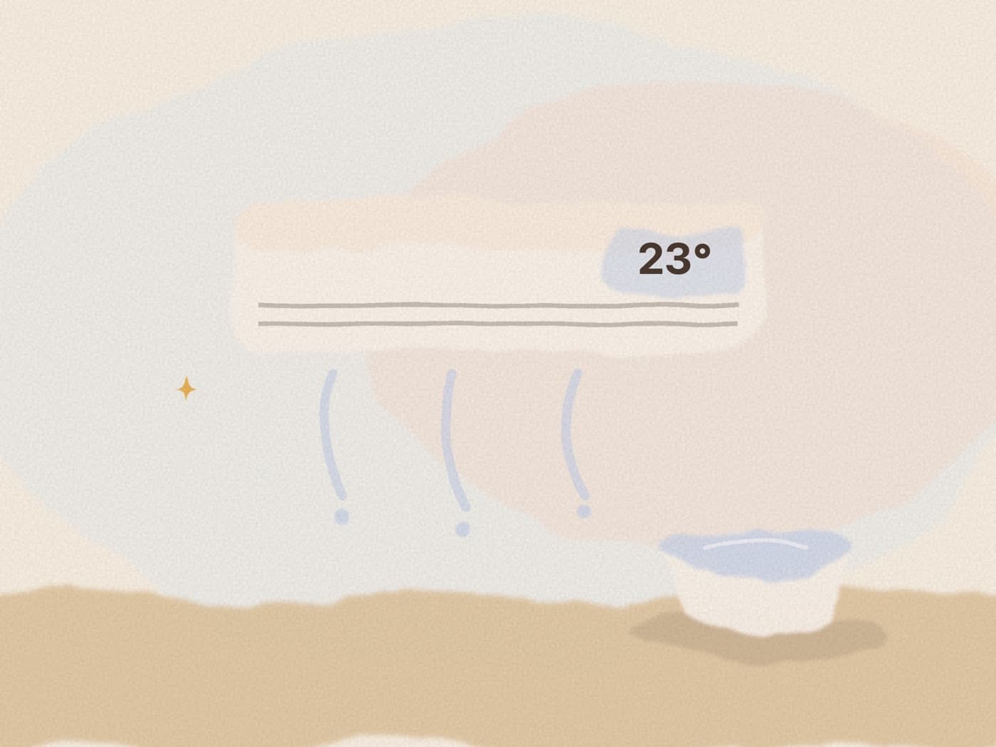 Unité de climatisation murale dans une chambre de bébé, réglée à 23 degrés